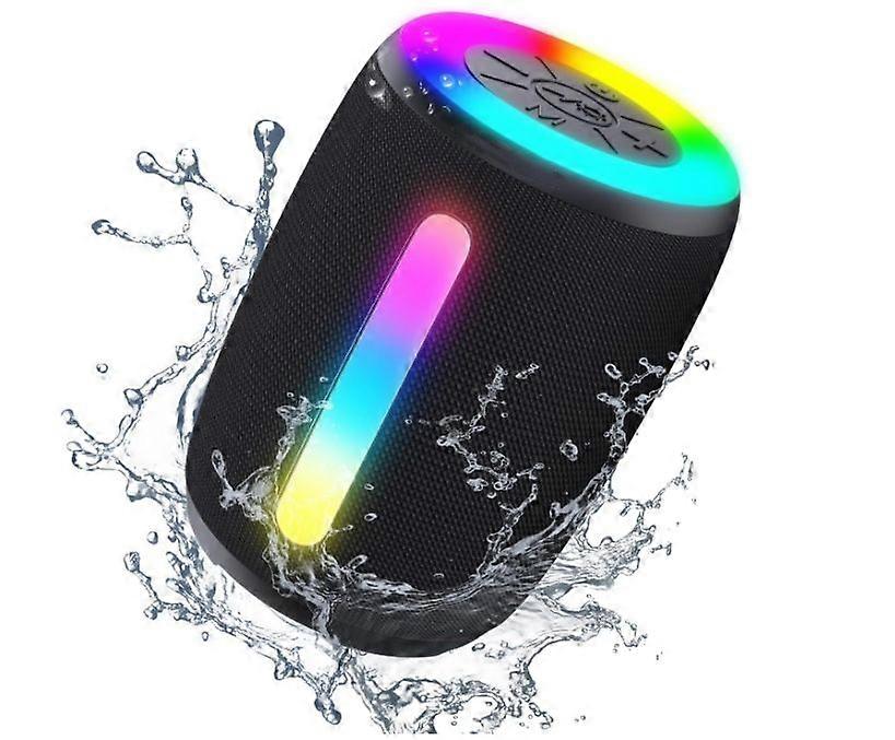 Bluetooth Speaker, IP68 Waterproof Portable Speaker with LED Lights, 15W HD Stereo Wireless Speaker, BT5.3, MIC, TWS Pairing Function, 12H Playtime(Bl