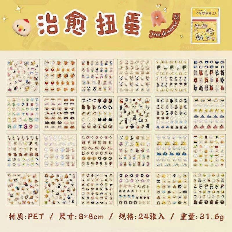 24Pcs/book Cute Die-cut Flash Decorative Stickers Book DIY Scrapbook Phone Case Decoration Collage Material Aesthetic Stationery