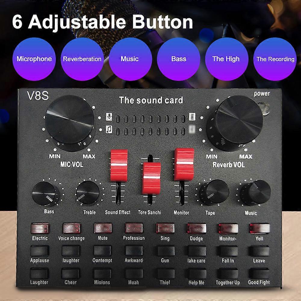 V8S Live Streaming Sound Adapter Phone Laptop Microphone Multi-Function High Sound Quality Intelligent Compatibility Sound Adapter