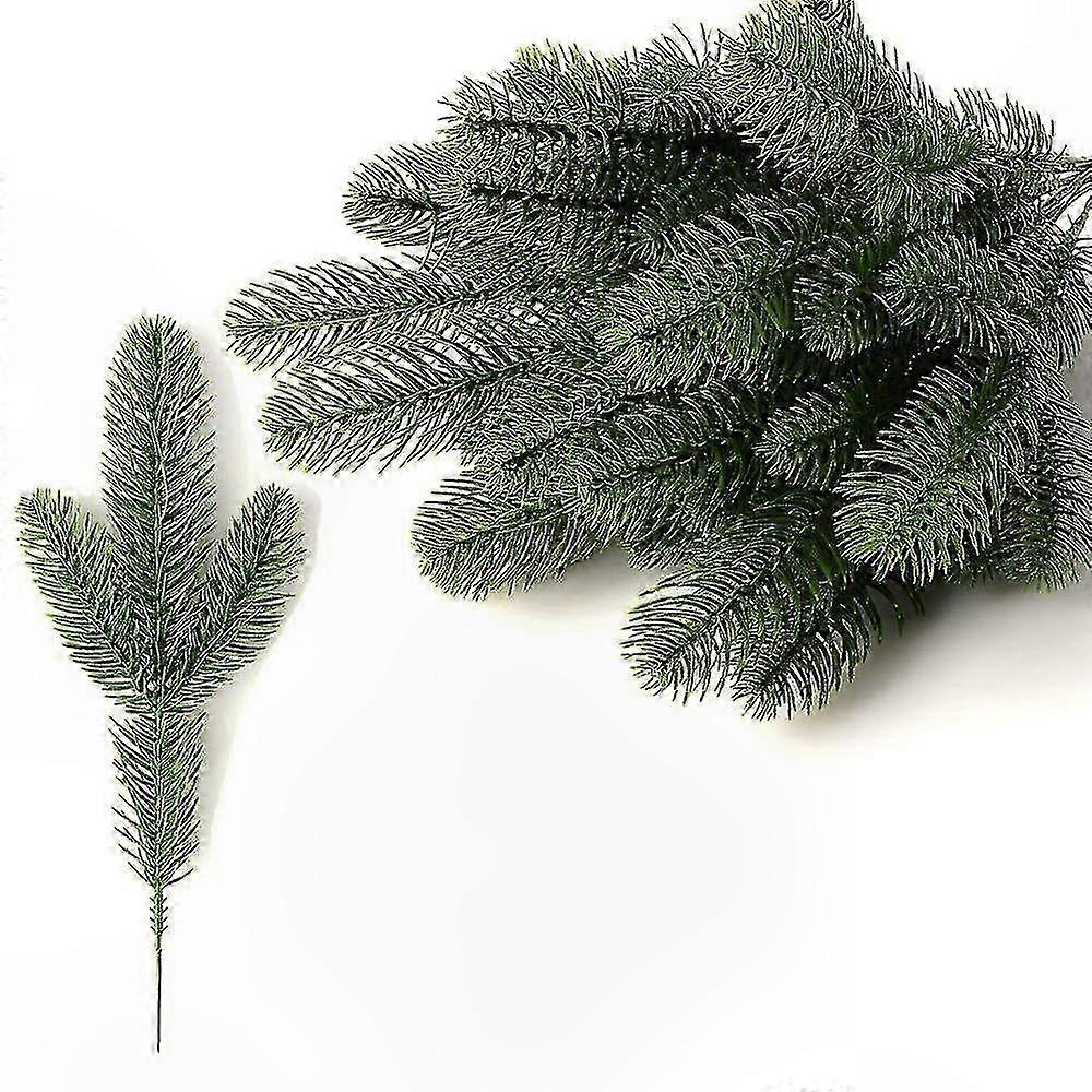 Decorative Artificial Pine Branches with Green Leaves, 30-Pack Plastic Needles for Crafting and Decor