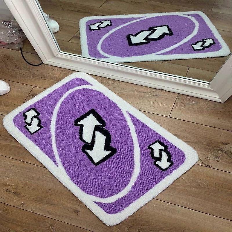 Rainbow Reverse Doormat AntiSlip Rectangular Rug 40x60cm Purple Tufted Fluffy