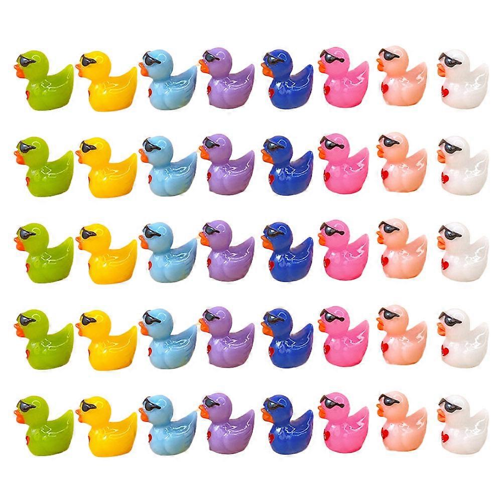 Resin Miniature Duck Statue Figurines for Decoration 40Pcs Assorted Colors