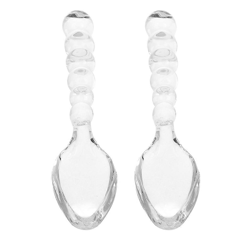 Sweet Dessert Glass Fork for Kitchen Use 2Pcs Unique Glass Spoons for Family Gatherings