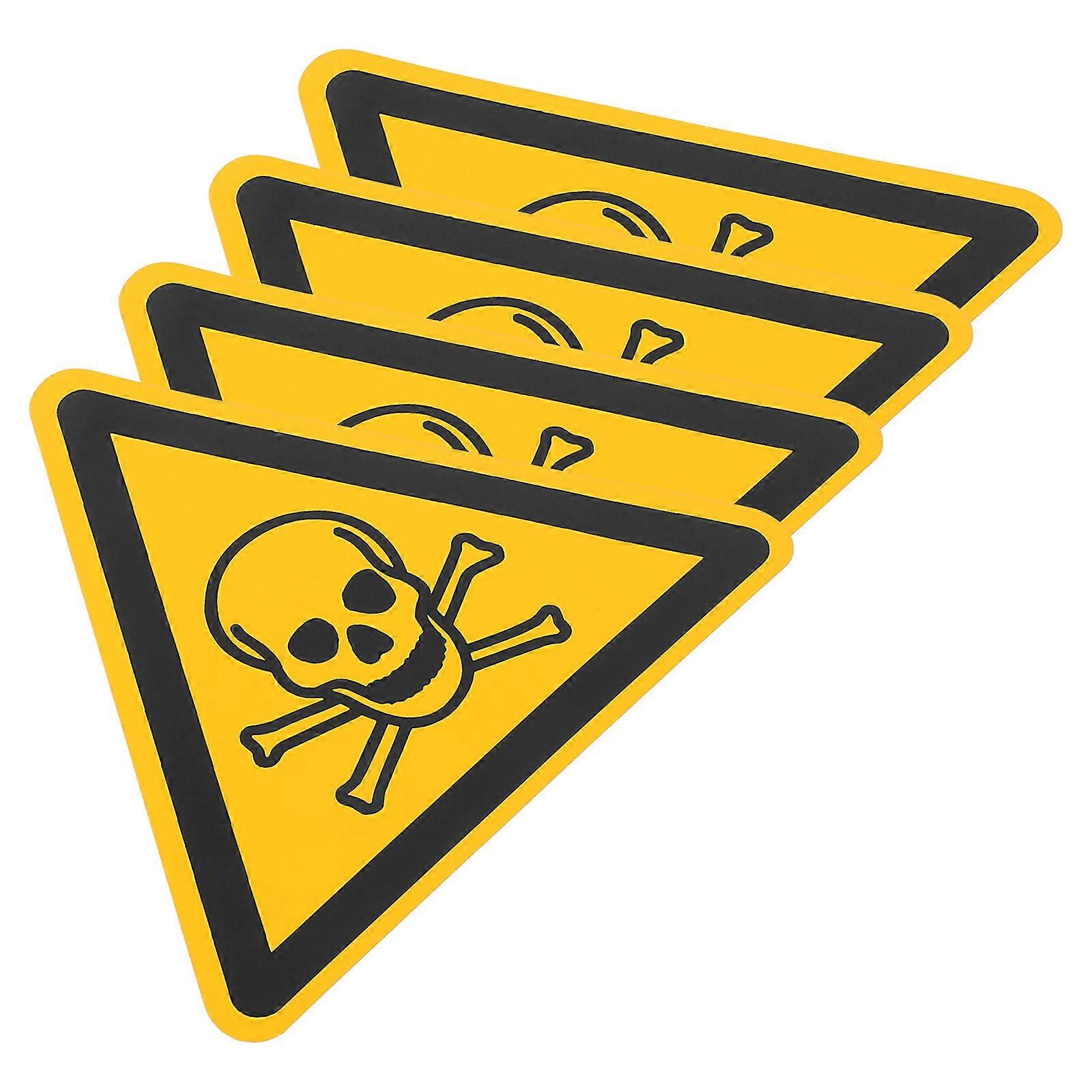 Warning Label Caution Stickers Safety Warning Signs for Workers Workshop Pvc Yellow for 4Pcs