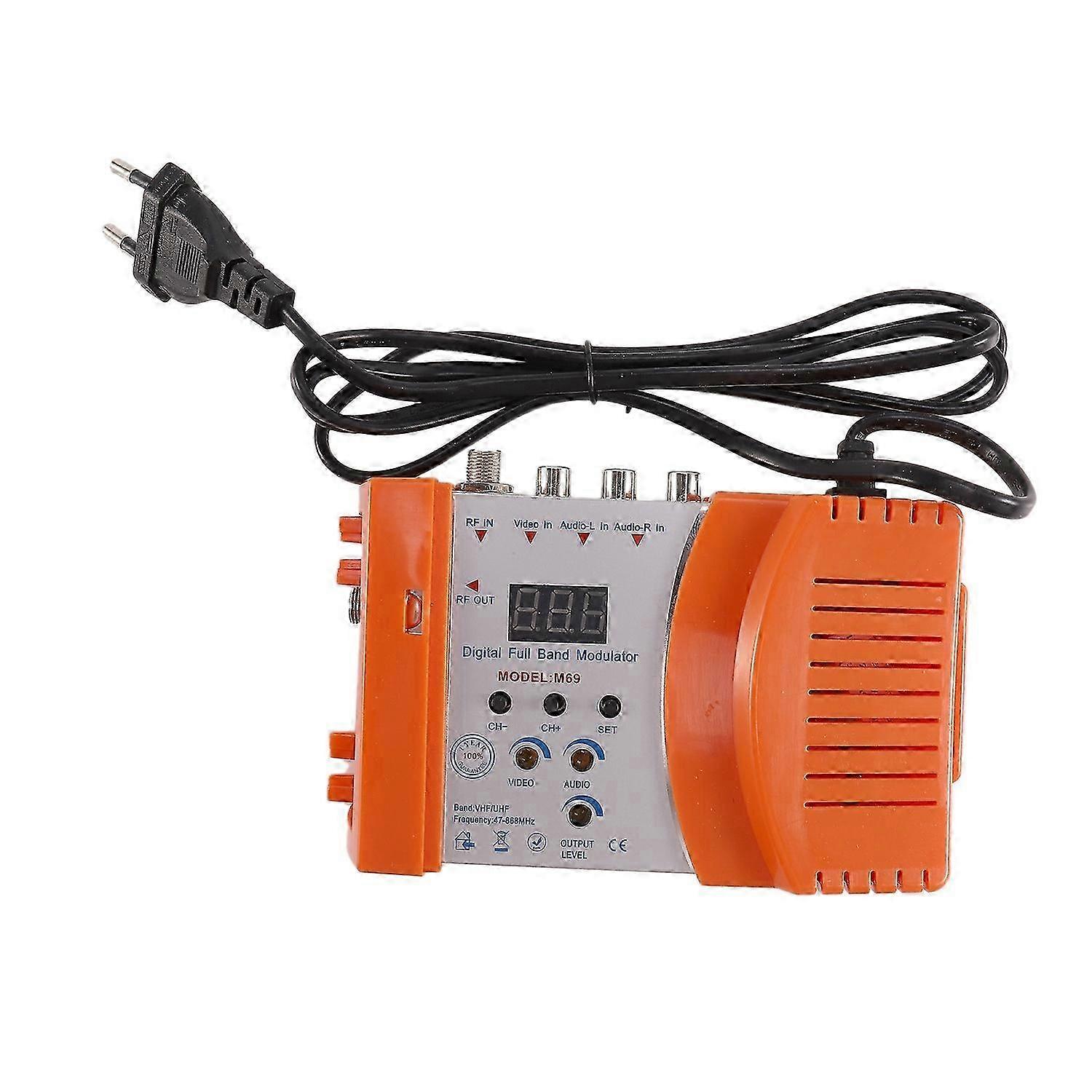 M69 Professional Digital VHF UHF Modulator AV to AVto TV Converter Adapter(Orange EU Plug)