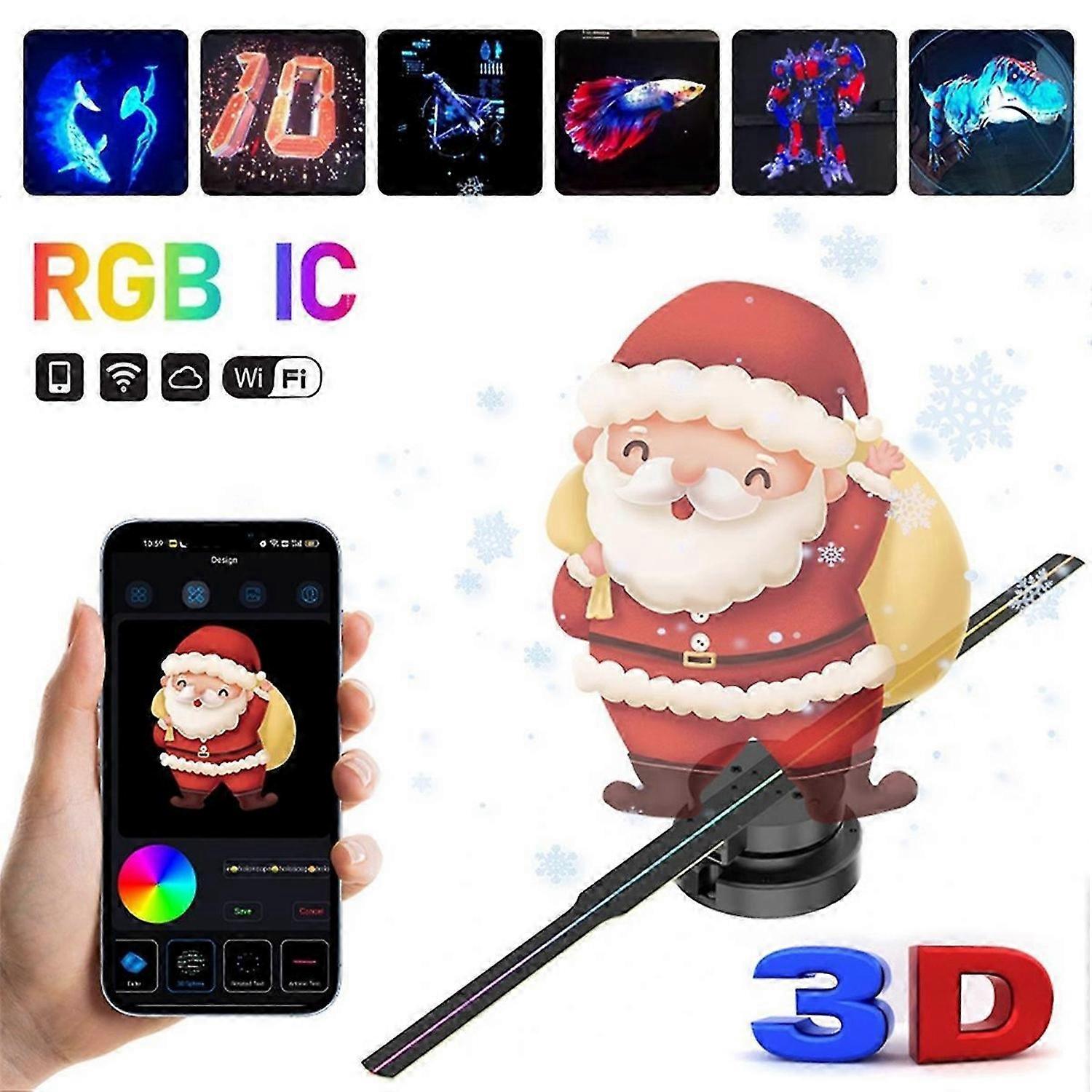 3D HD Holographic Projector 244LED Holographic Player Fan for Image Video Store Bar Party Advertisin