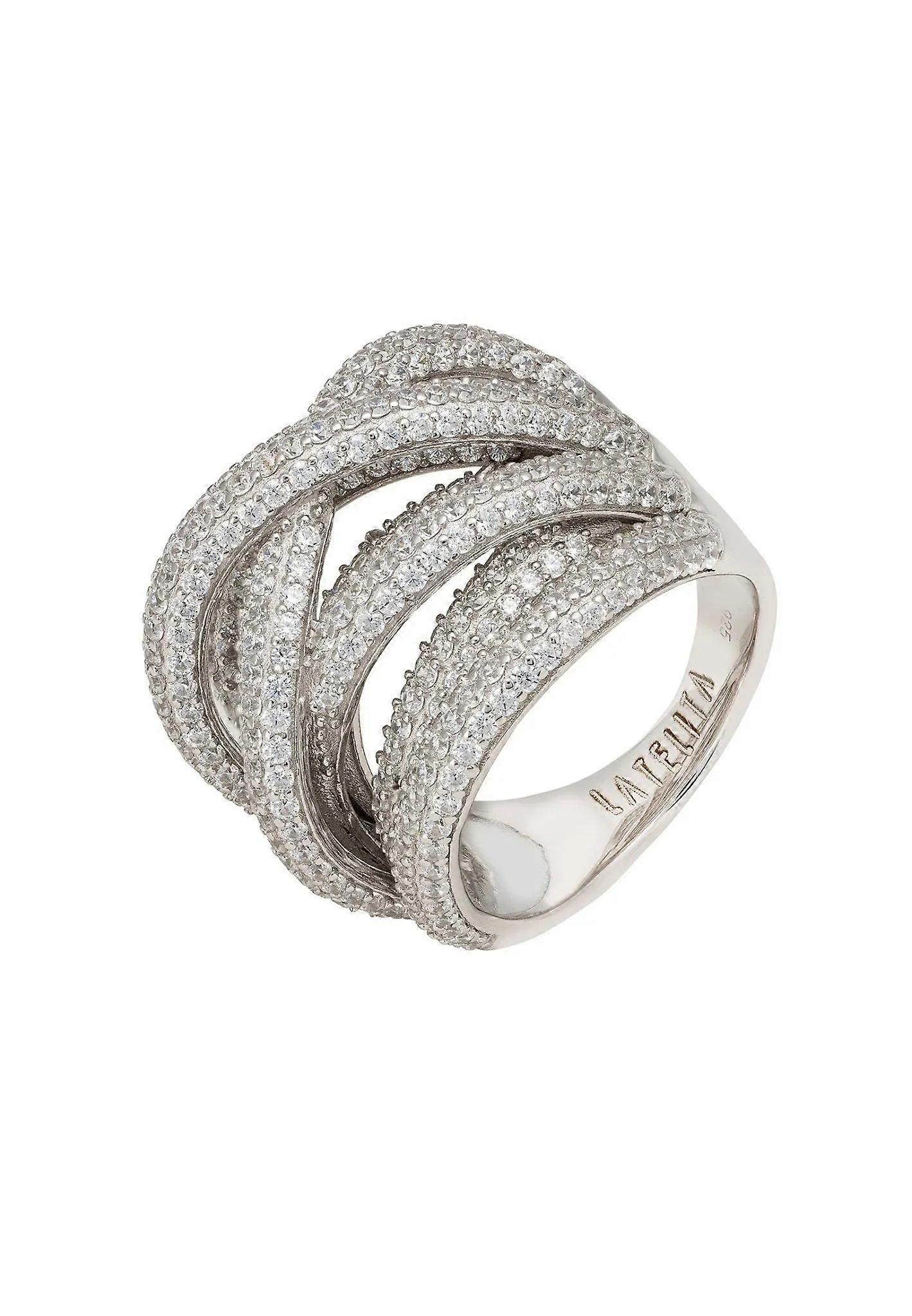 Latelita Inel de cocktail multi-fir crossover pentru femei în argint - argint 925 cu zirconiu cubic