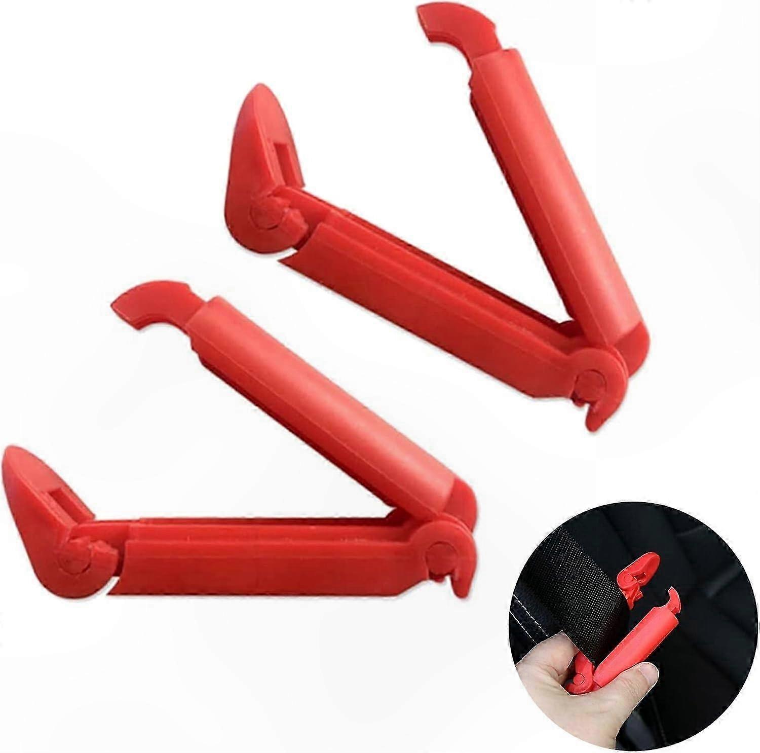 Non-Slip Seat Belt Clips, 2-Pack Red Automotive Clips for Secure Fit