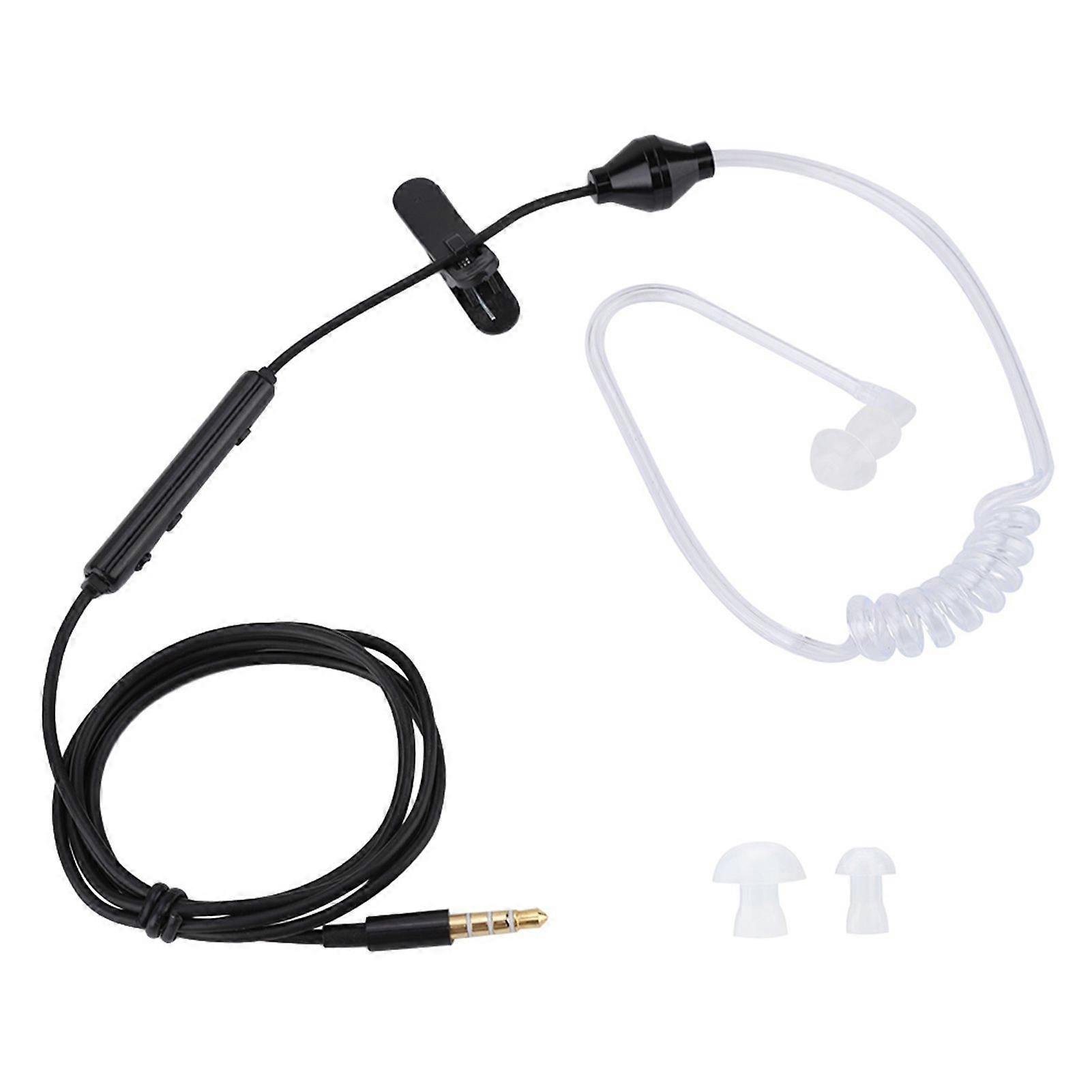 In ear Headsets Air Tube Security Earpiece with Mic for IOS for Android Black Cable White Tube
