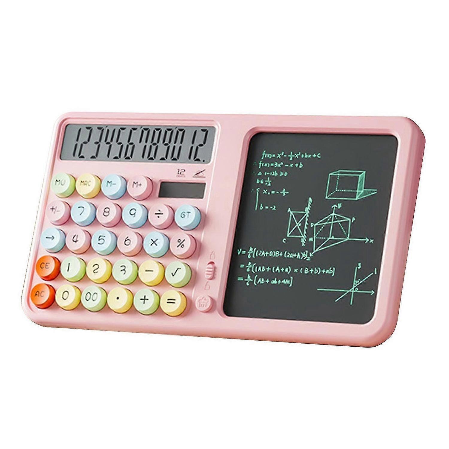 Solar Powered Calculator with Writing Pad 2-in-1 LCD Notepad for Office, School, Home, and Travel, Eye-Protection & Portable