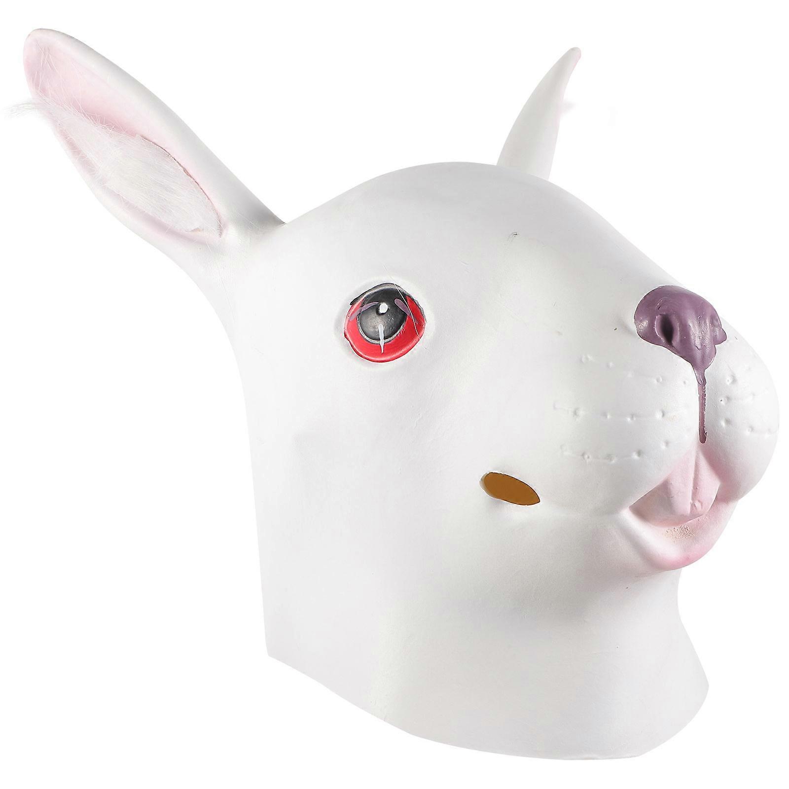 Rabbit Head Mask Halloween Funny Prop for Decoration 1 Piece White Latex
