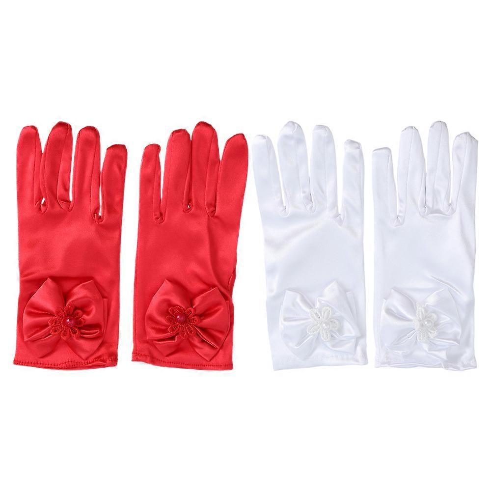 Stylish Bride Gloves With Bowknot Design For Women Perfect For Formal Events And Performances Made Of Durable Polyester And Spandex 6 Pairs