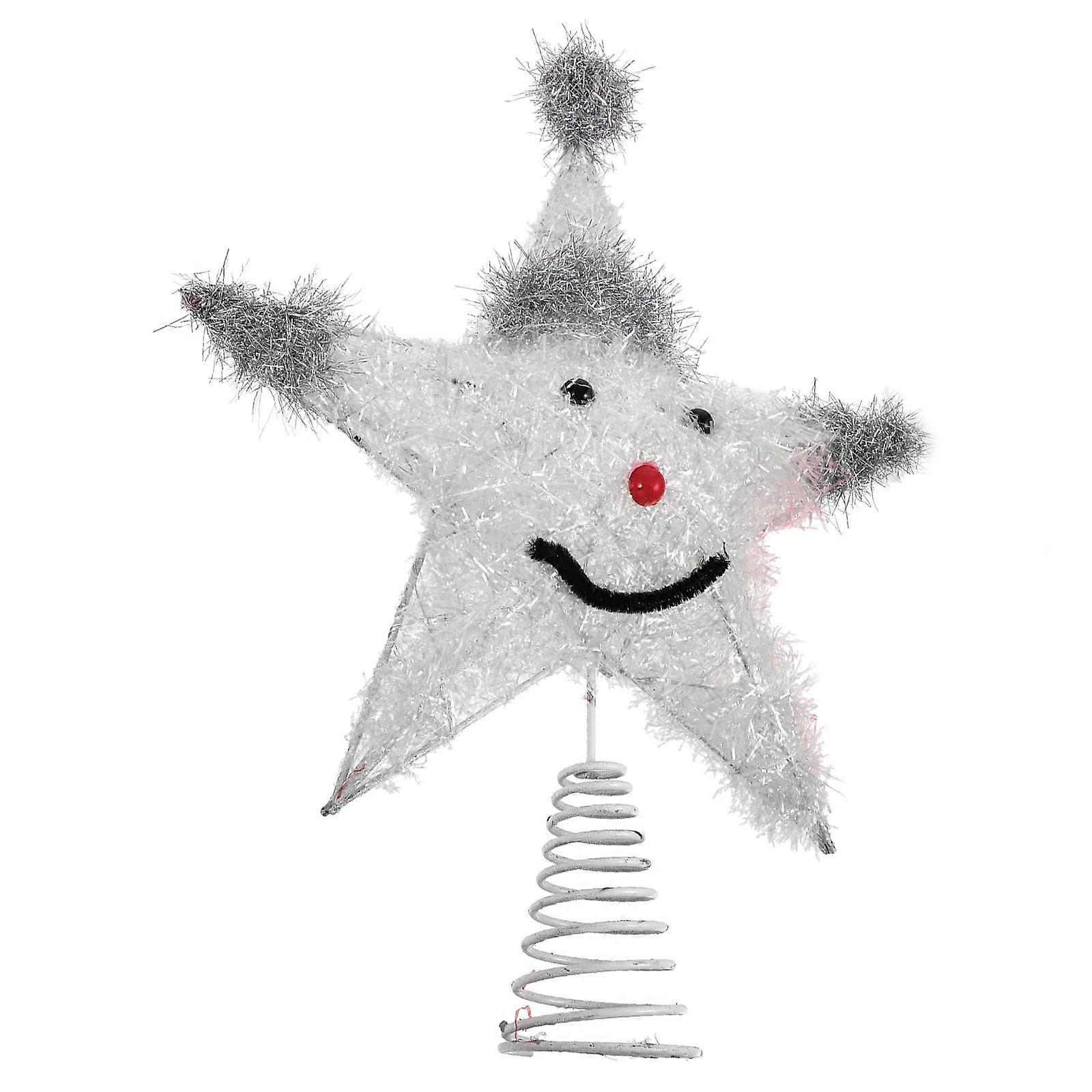 Pentagram Tree Topper For Christmas Tree 30X20CM Silver 2Pcs Unique Holiday Decoration