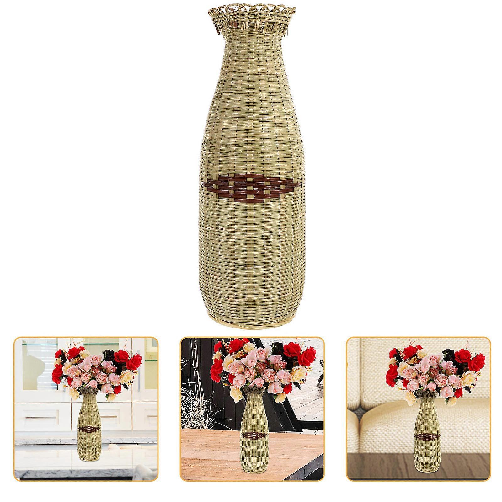 Rectangular Bamboo Vase Set 5Pcs Ideal For Table Decoration Stylish Multi Color Handcrafted 11.20x3.14x2.75in
