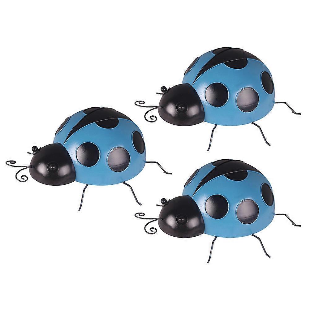 Red Iron Ladybug Ornament for Backyard 6Pcs Garden Decoration Set