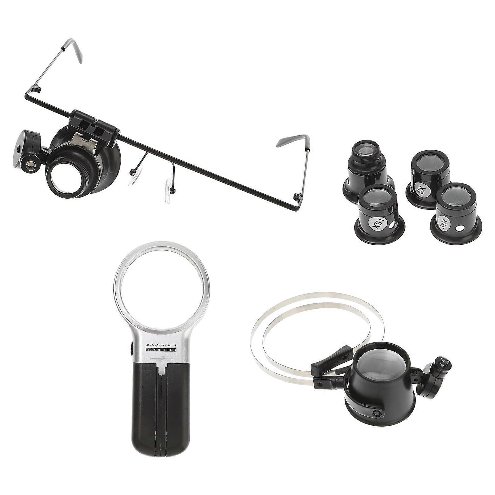 Mini Watch Repair Microscope Magnifier For Jewelry Inspection And Currency Verification Size Pocket In Black 7Pcs
