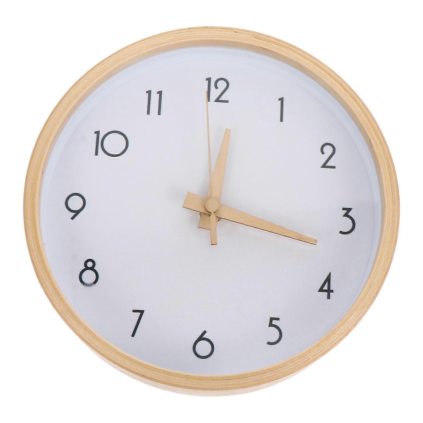 Wall Clock Round Decorative for Home 2Pcs Beige Household Wall Clocks