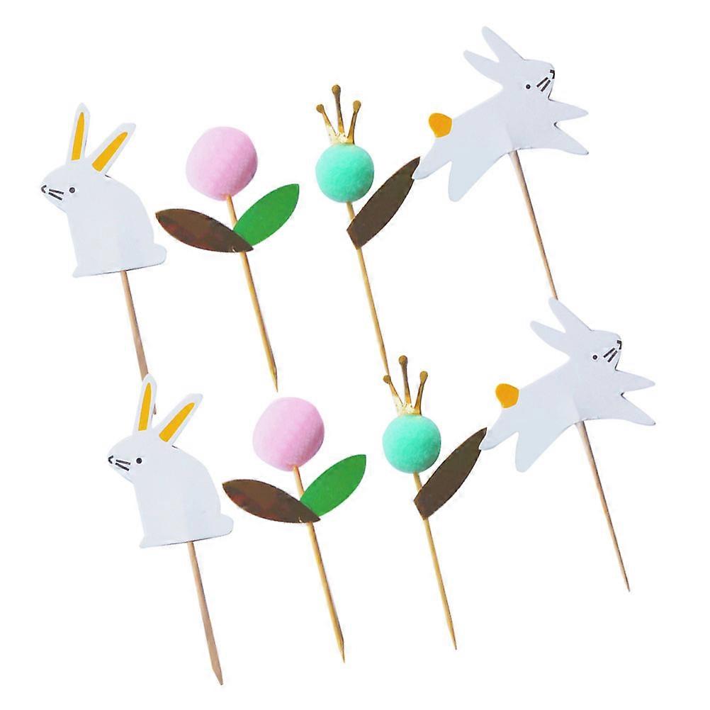 Easter Bunny Cake Toppers Paper Cake Picks for Decoration 48Pcs