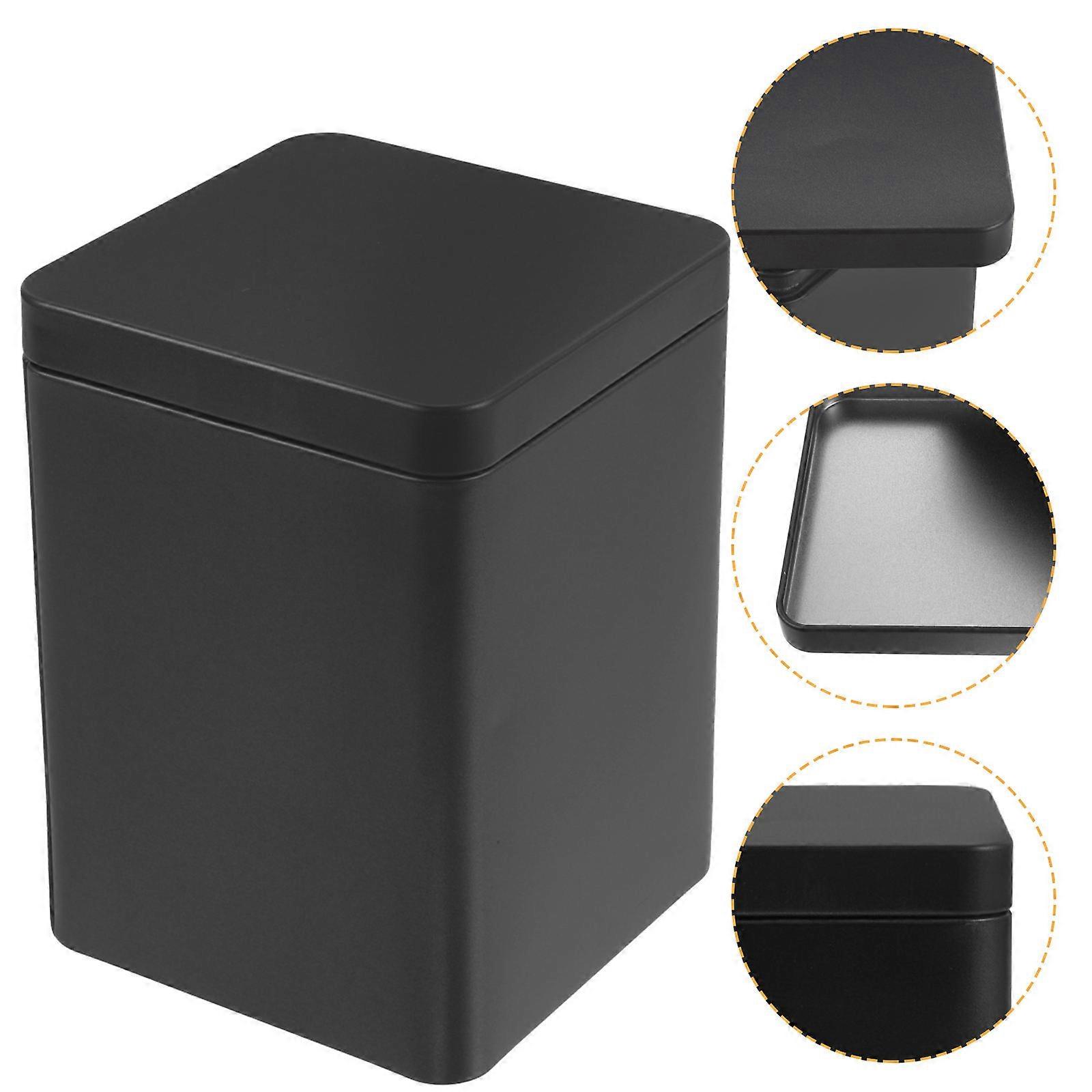 Black Square Tea Tin for Storaging 4Pcs Practical Iron Storage Boxes