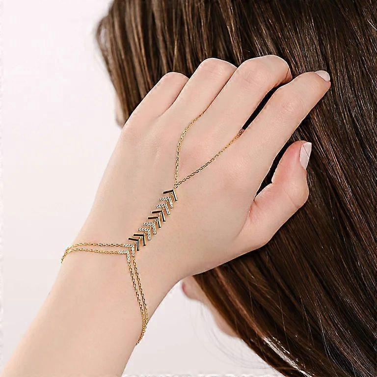 Nova pulseira geométrica de dedo, simples e versátil, com strass