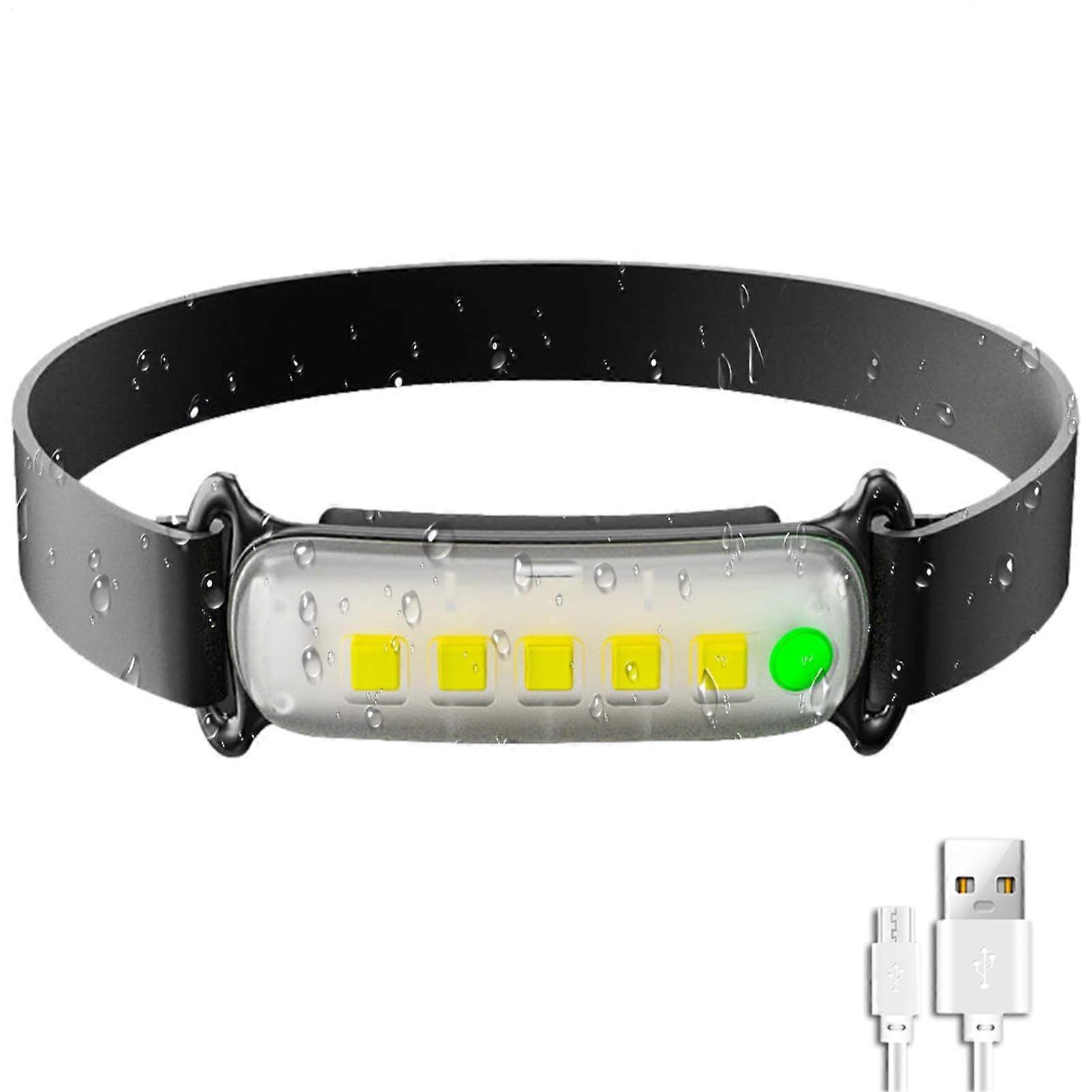 USB Rechargeable LED Headlamp With Three-Level Adjustable Brightness For Night Fishing, Running, Riding