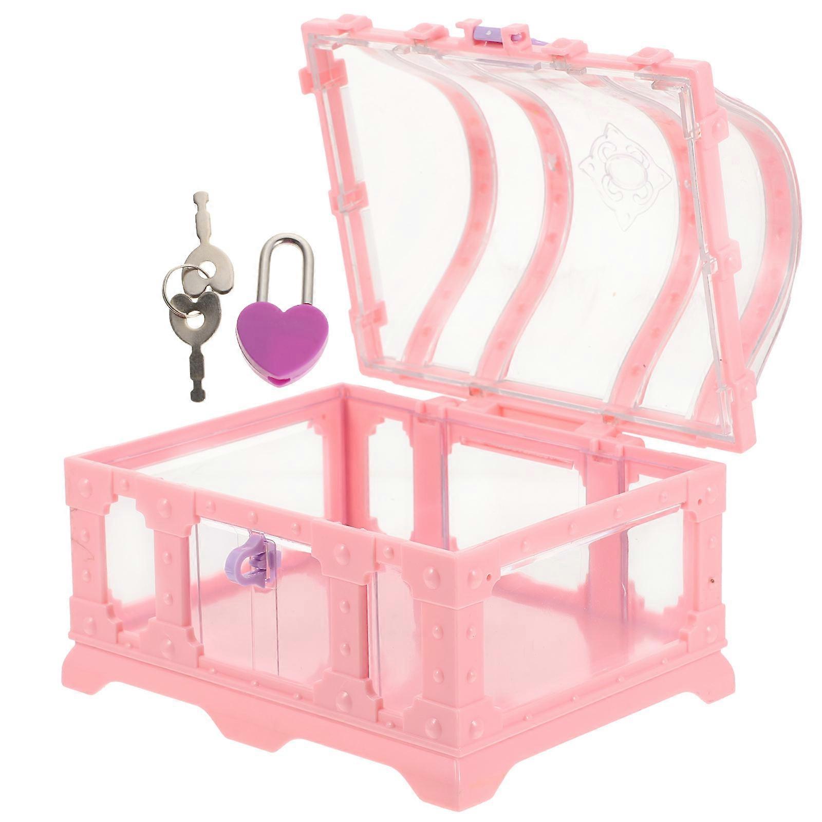 Pirate Treasure Chest Toy Box Plastic Storage 5Pcs Pink Keepsake