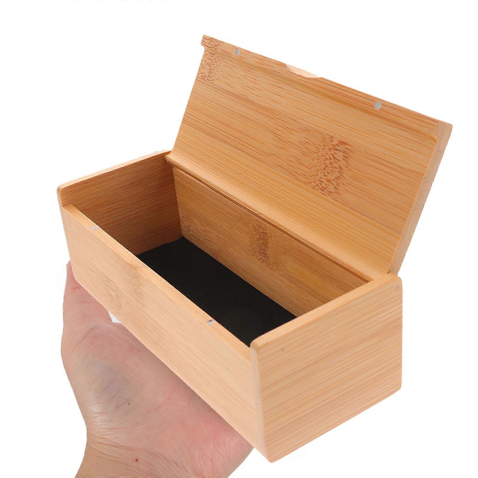 Light Brown Bamboo Storage Box with Lid for Keepsakes 3Pcs Craft Organizer