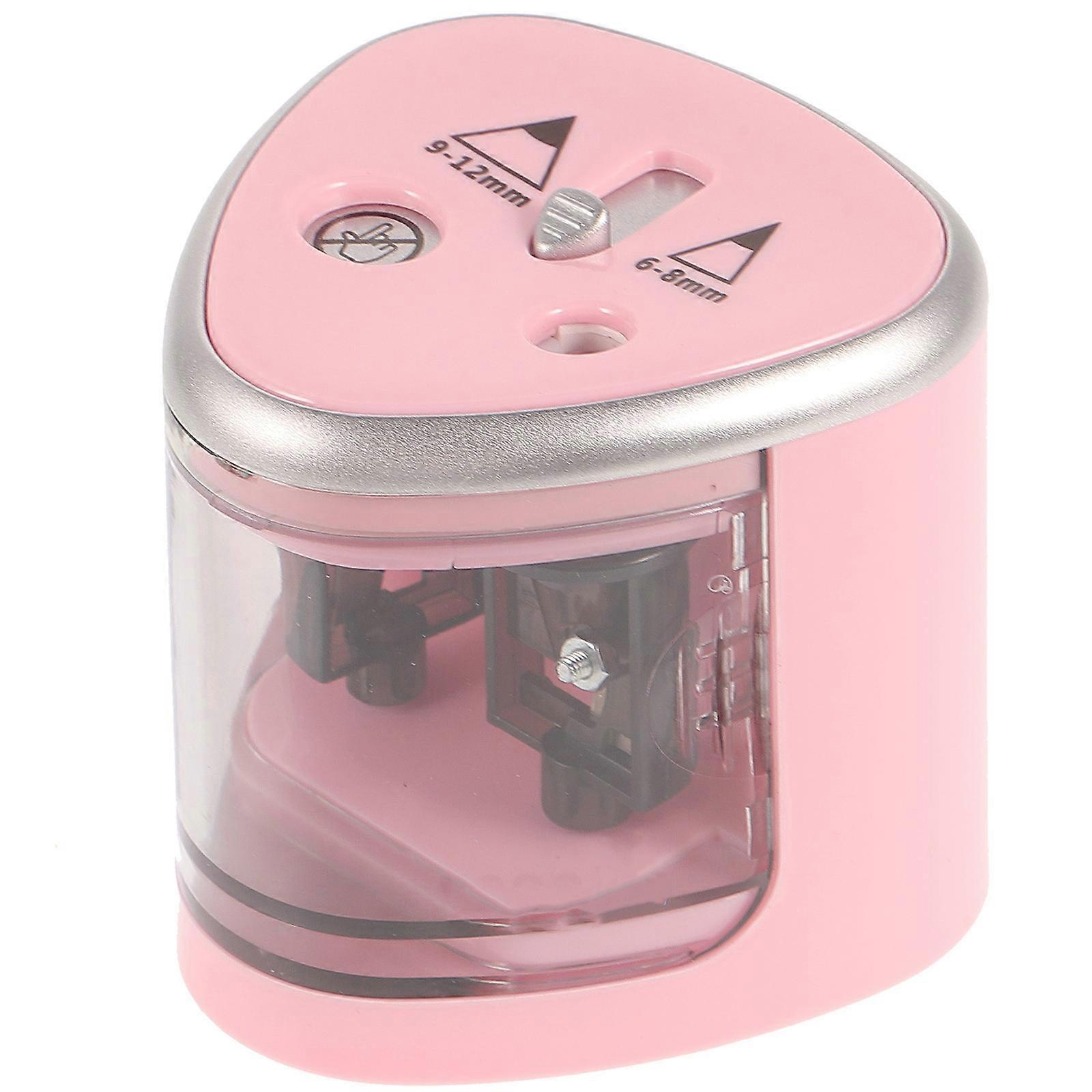 Electric Pencil Sharpener for Dual Hole Pencil Sharpening Battery Operated Pink