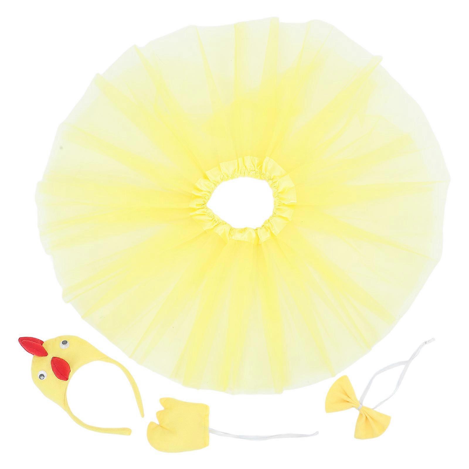 Chicken Headband And Tail Outfit Easter Party Essential For Adults And Kids Yellow Color 1 Set