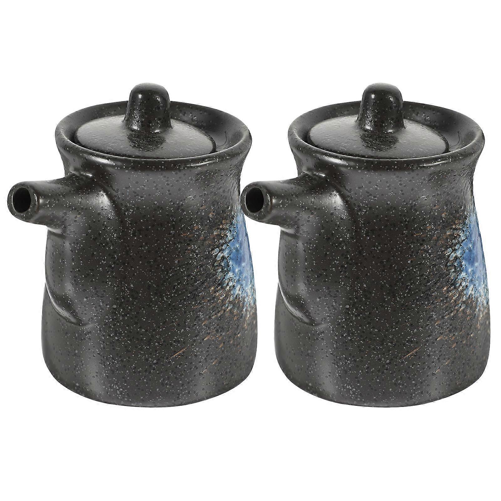 Stylish Soy Sauce Holder 8Pcs Rectangular Home Users Daily Use Black Ceramic Dust Protection