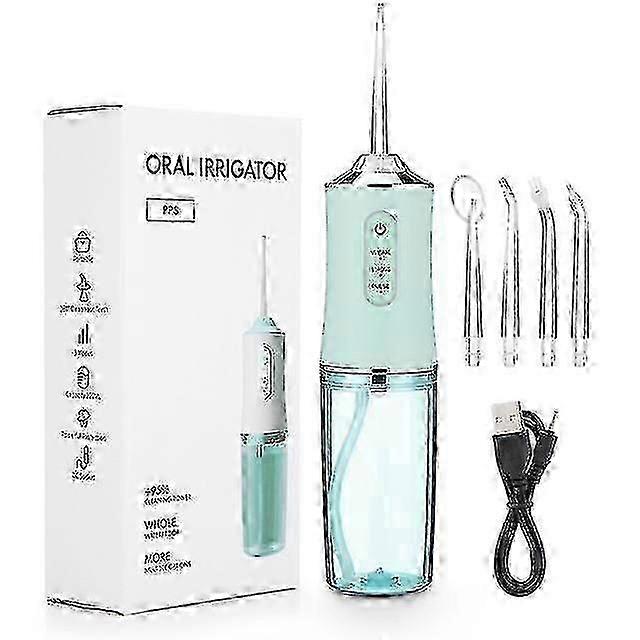 Hydropulseur dentaire portable, rechargeable par USB, 4 jets, 220 ml, 3 modes, IPX7, 1 400 tr/min