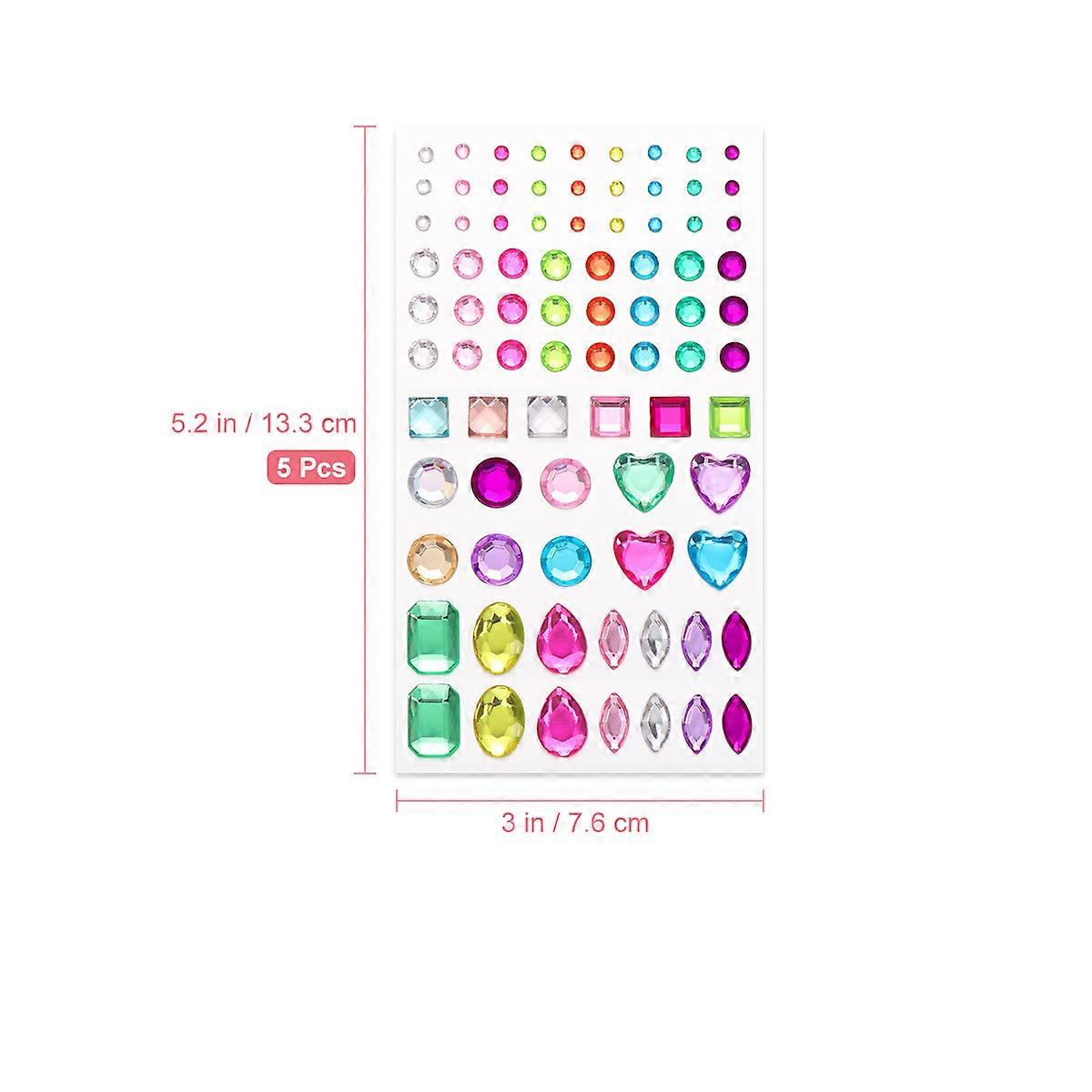 3Pcs Acrylic Crystal Rhinestone Stickers Self-Adhesive Decoration Multi-Color Gems For Face Painting Kids Craft Projects