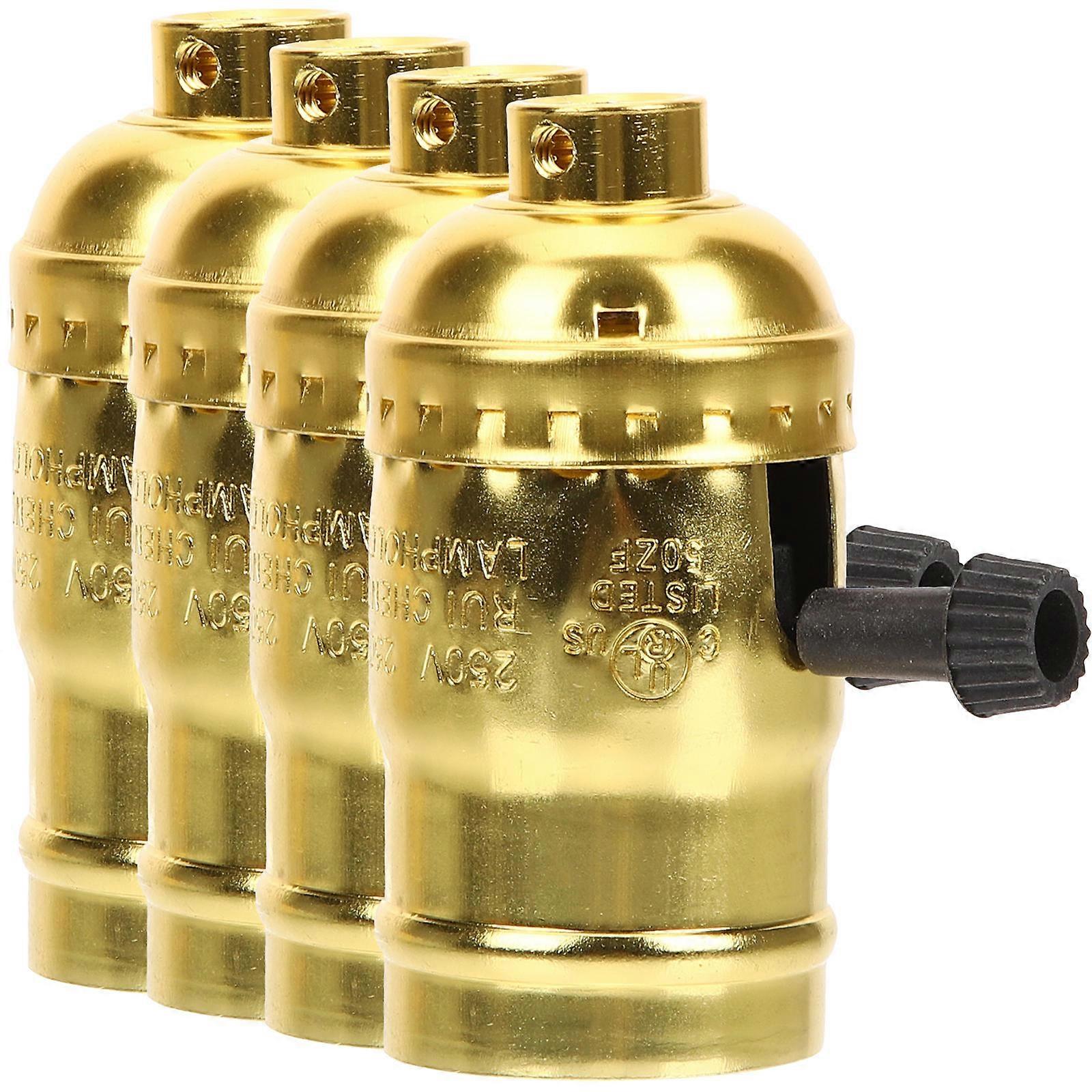 E26 E27 Light Socket Holder Base for Home Use Golden 8Pcs Set
