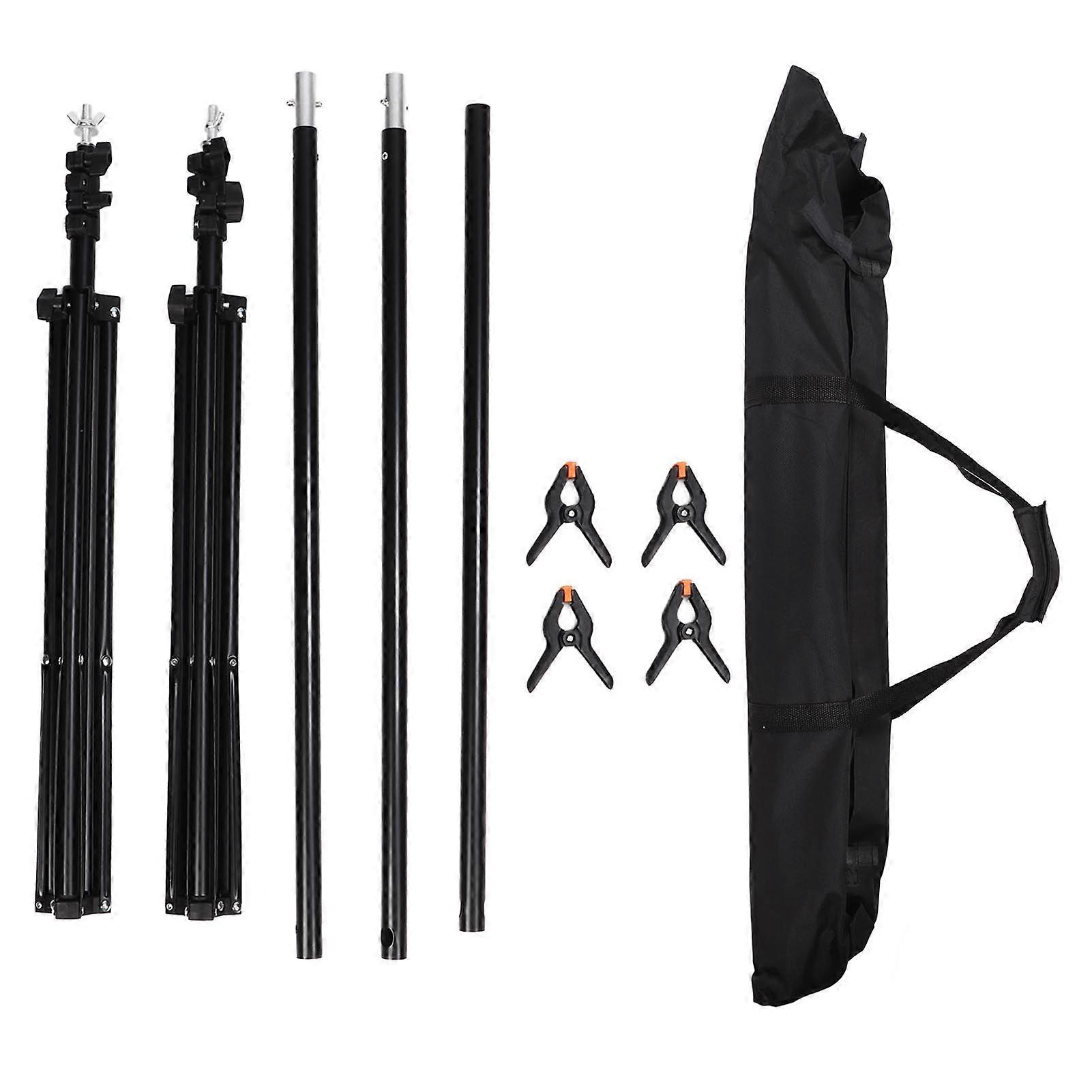 Photo Backdrop Stand Kit Aluminum Alloy Adjustable Background Support System with Spring Clamps for Portrait Studio Photography