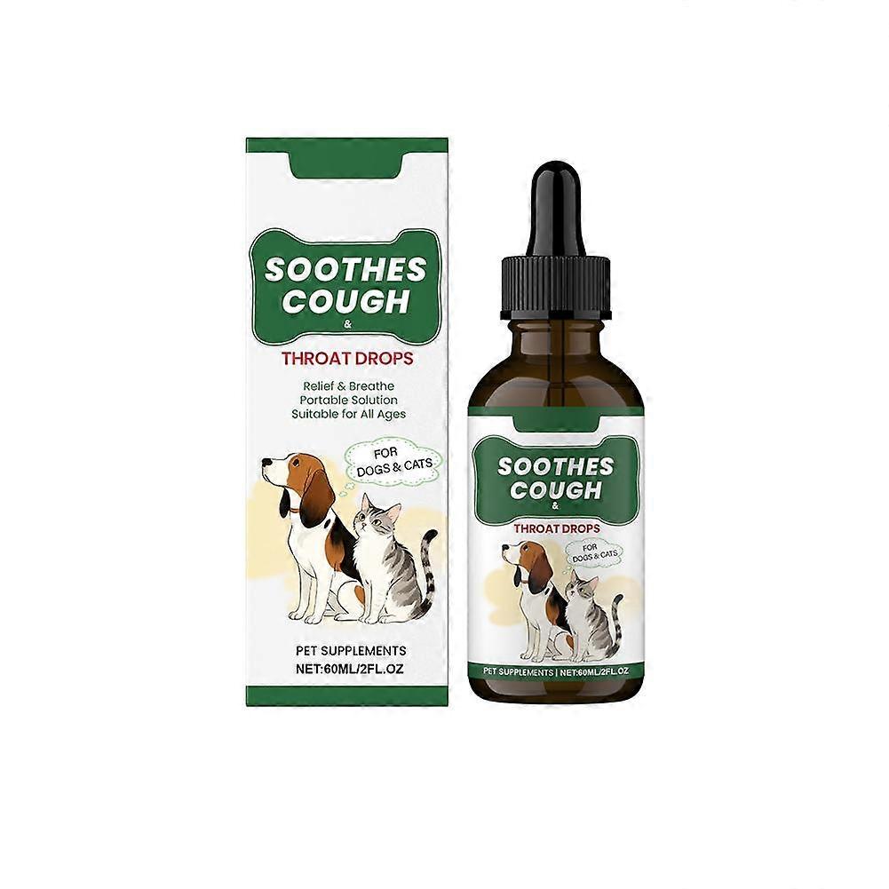 Pet Throat Soothing Solution for Dogs Cats 60ml Herbal Respiratory Support with Marshmallow Ginger Extract Aids Digestion Airway Comfort