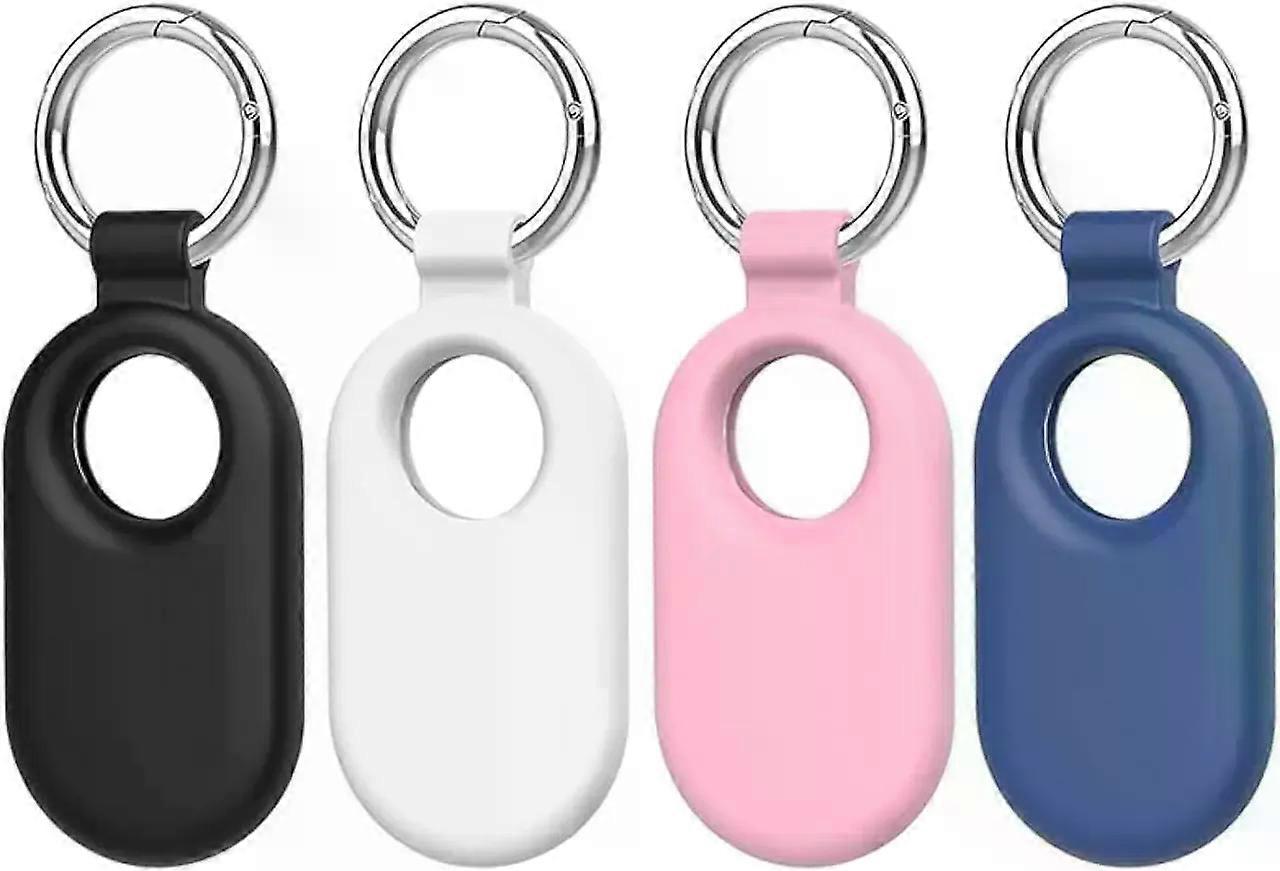for Samsung Galaxy SmartTag2 Case, 4 Pack Protective Silicone Case for Galaxy Smart Tag 2 with Key Ring for Keys, Wallet, Luggage, Pets