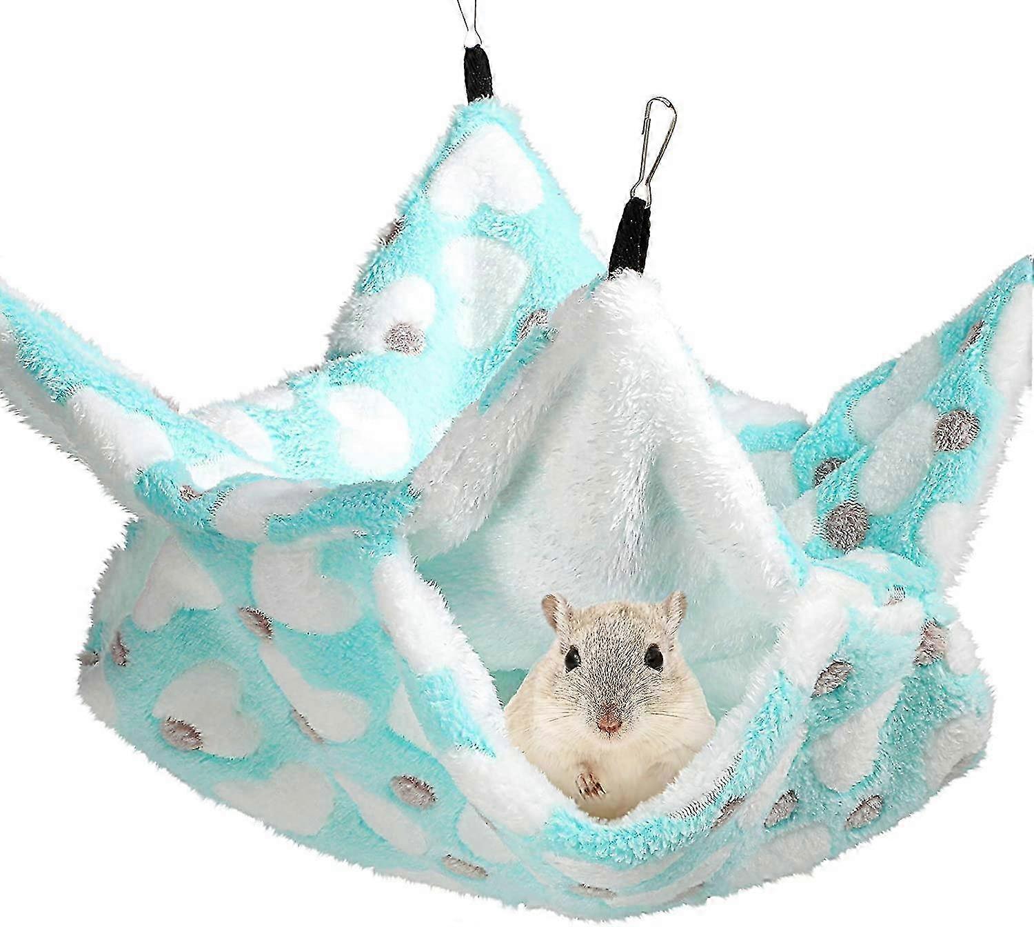 Double Layer Hamster Warming Hammock Hanging Squirrel Sleeping Bag - L- Green 26s