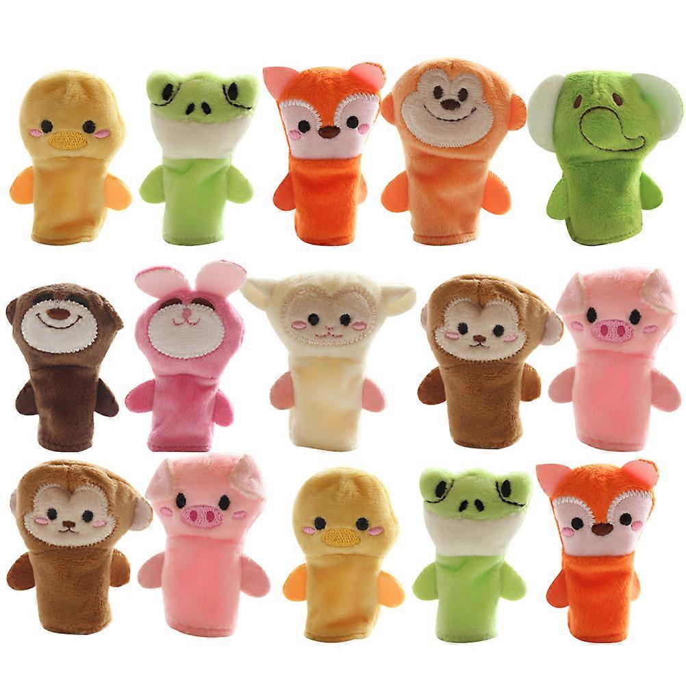 15Pcs Finger Animals Puppets Set Assorted Color Educational Toy For Kids Toddlers Storytelling Activities