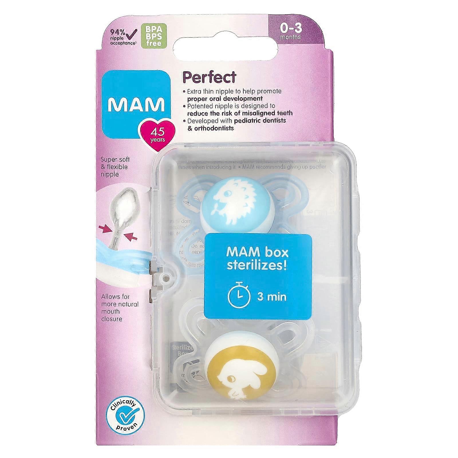 Perfect Pacifier, 0-3 Months, Boy, 2 Count