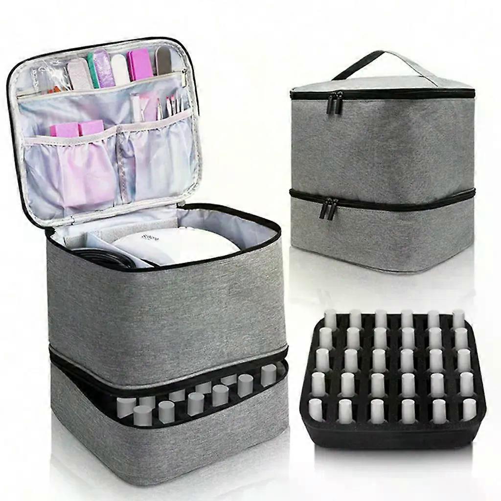 Lockers, Large Capacity, Portable, Double-Layer Nail Accessory Organizer, Handle, Zipper,