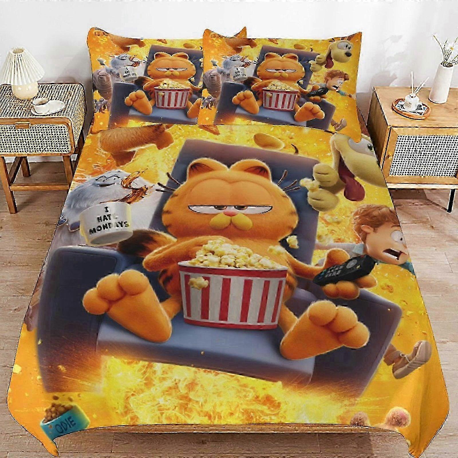 bedding set CA5 Garfield Bed Duvet Cover Microfiber Bedding Sets 3D Printed Lightweight 3 Piece Comforter Sets, 1 Duvet Cover And 2 Pillow DP5