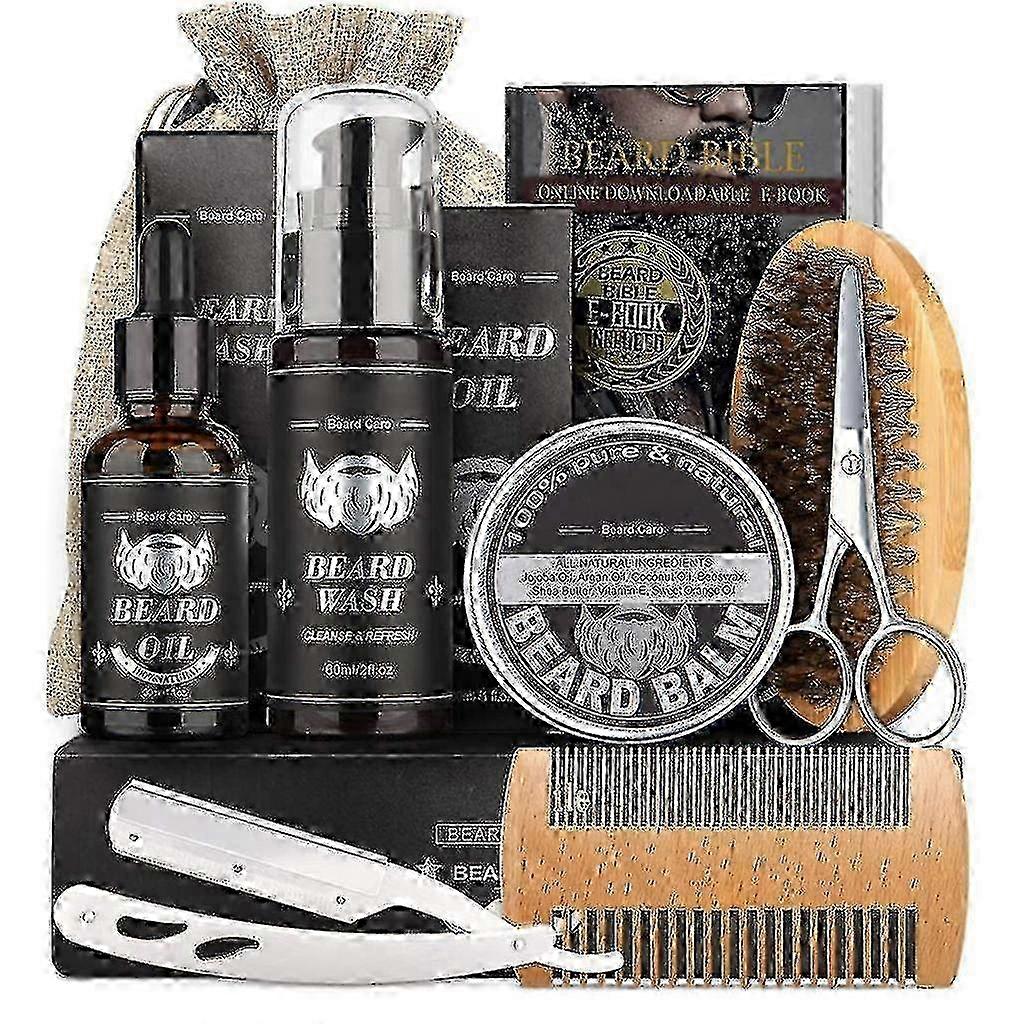 Beard Care Kit For Men-beard Grooming Kit Includes Brush,comb, Balm,oil,scissors
