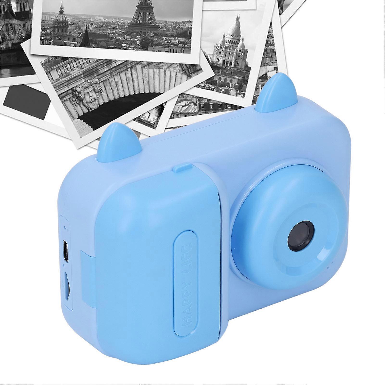 Thermal Print Camera 2.4 Inch Screen HD Photo Video Recording Small Kids Digital Camera for Photography Entertainment Blue 