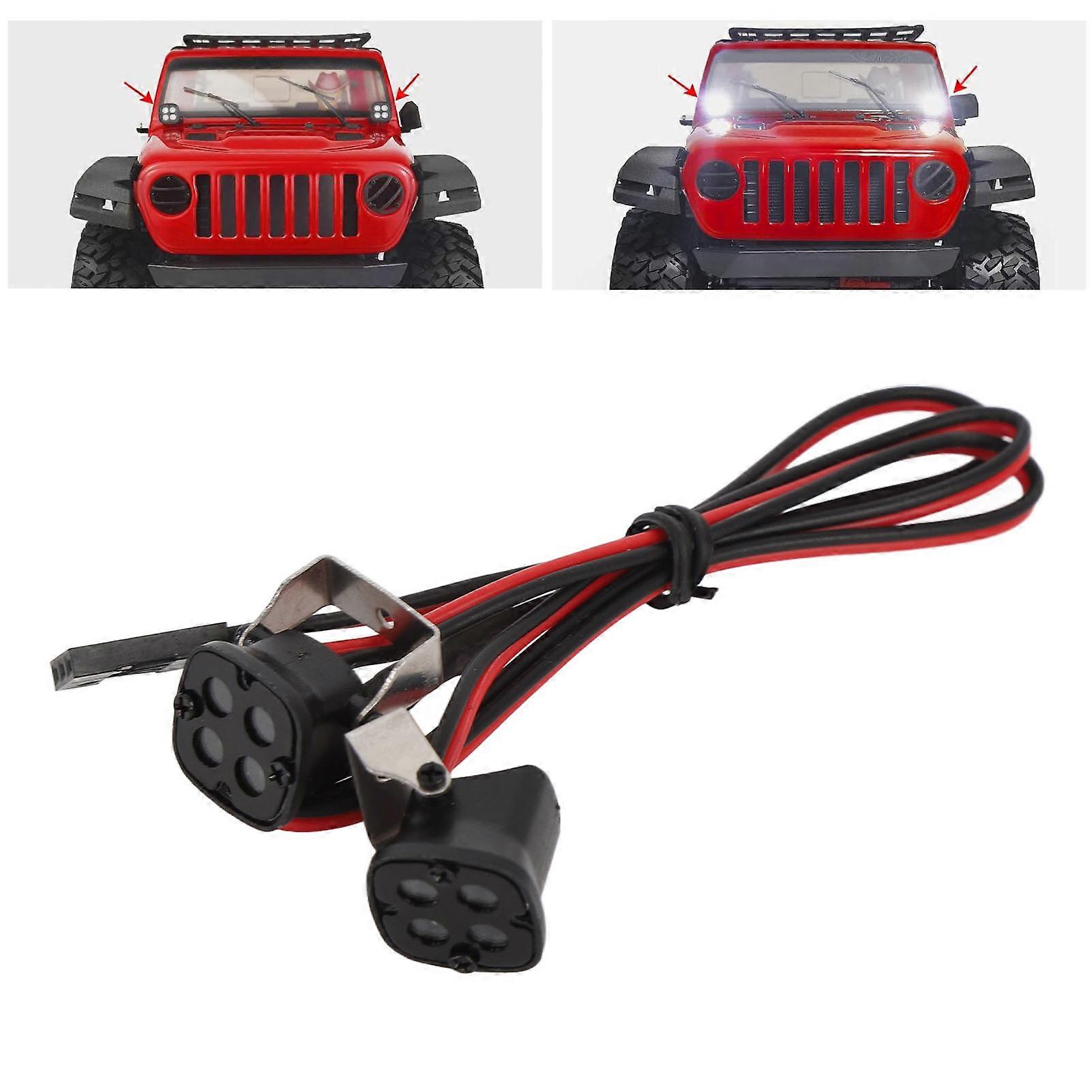 RC Car Rectangular Roof Light High Brightness 8LED 2 Light Head RC Crawler Lights for 1/10 RC Crawler for Axial for SCX10 90046 White Light 