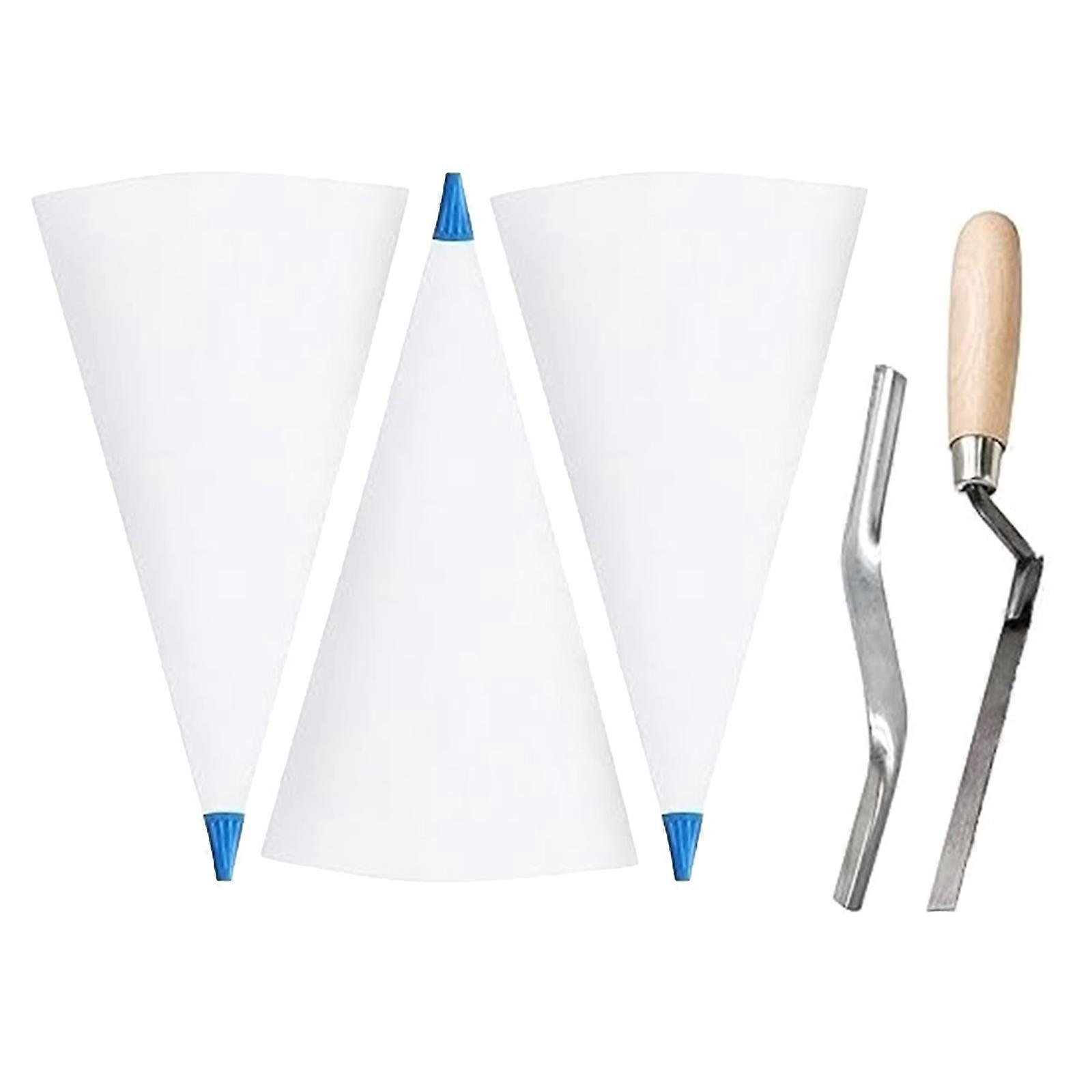 Multipurpose Masonry Grout Bag Set with Sturdy PVC Materials Bags Brick Jointer and Tuck Pointers for Tile Work Multicolor