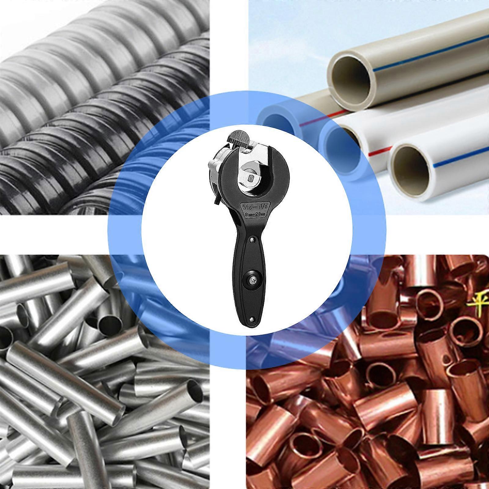Combined Ratcheting Pipe Cutter For Soft Metal And PVC Cylinders Modifiable Drill Positioning Dense Storage Plan Multicolor