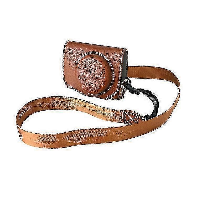 Compatible For Canon G7 X Mark II / G7 X Mark III Litchi Textured PU Leather Camera Case with Shoulder Strap