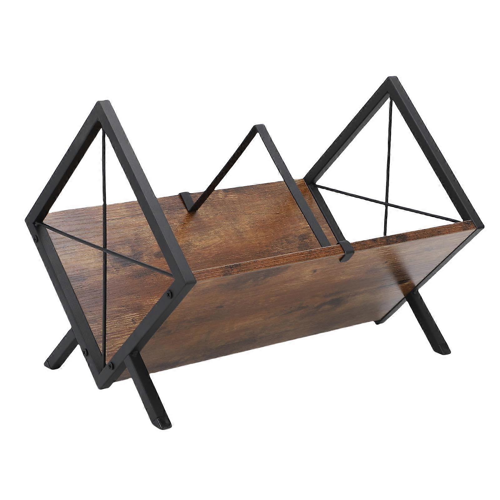 Record Storage Rack Holder Solid Wood And Iron 80 LP Display Shelf With Divider Retro Style Organizer For Books