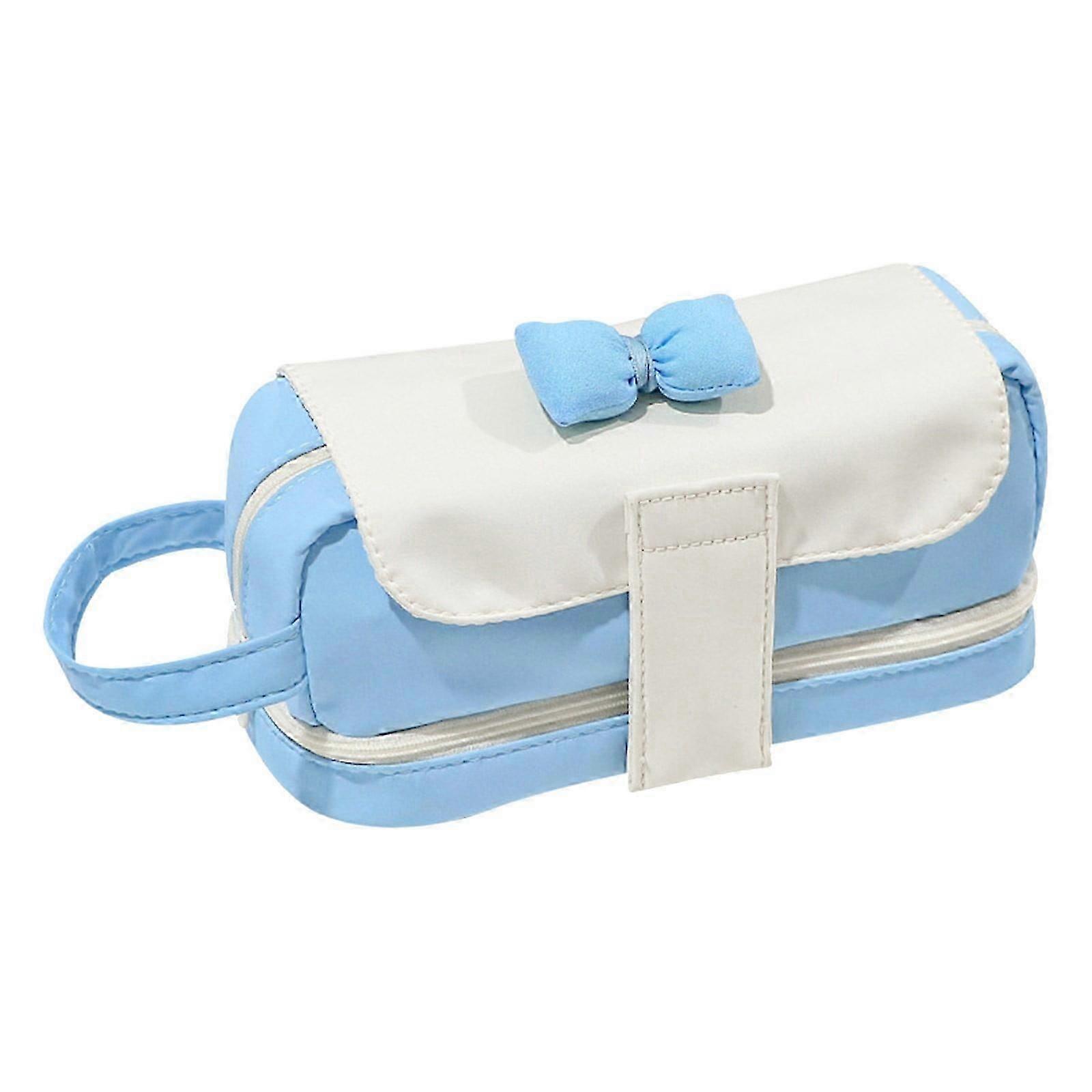 Bow Tie Color Blocking Pencil Bag For Students And Adults