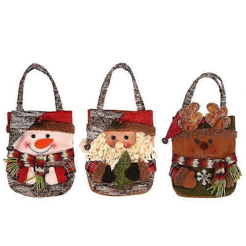Faux Leather Christmas Gift Bags, 3pcs Christmas Paper Bags with Handles Christmas Gift Bags with Christmas Prints for Gift Wrapping Christmas Party S